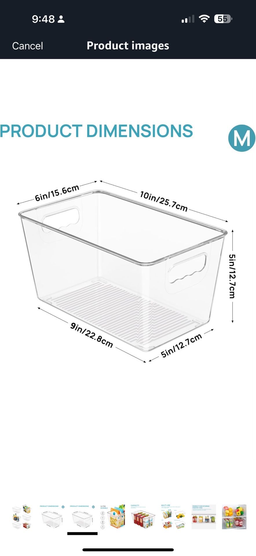 (C) Clear Plastic Storage Bins, 6 PCS Pantry Organizer Bins with Handle for Refrigerator, Fridge, Cabinet, Kitchen, Countertops, Cupboard, Freeze