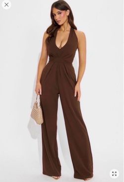 Brown halter jumpsuit