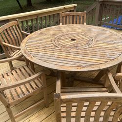 Teak Patio Table and 6 Chairs
