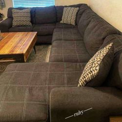 Ambee 3 Piece Slate Gray U Shaped Sectional Couch With Chaise| Brand New | Next-day Delivery 🚚