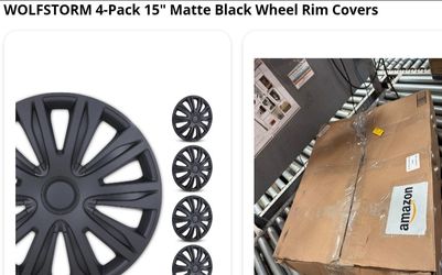 WOLFSTORM 4-Pack 15" Matte Black Wheel Rim Covers
