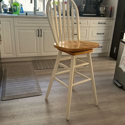 Wood Barstool  White Counter Height Ex Cond .