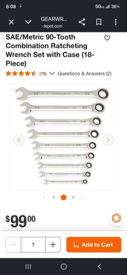SAE/Metric 90-Tooth Combination Ratcheting Wrench Set with Case (18-Piece)
