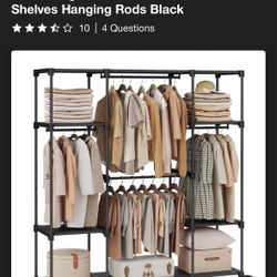 Free Portable Closet Freestanding Closet Organizer With Hanging Racks And Shelves 