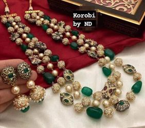 Real Pearl And Stone Necklace 