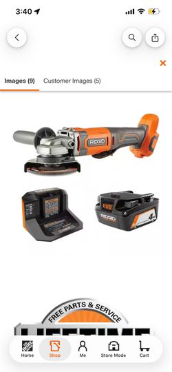 RIDGID 18V Cordless Angle Grinder with Battery and Charger