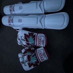 Shin Guards And Gloves Small Gloves Are 14oz