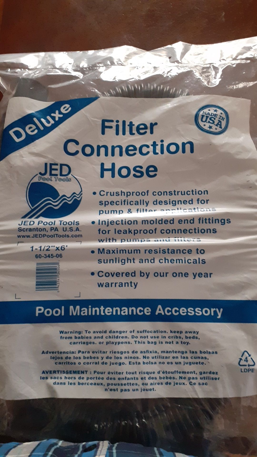 Filter connetion hose for pool 1 1/2" x6' 15obo