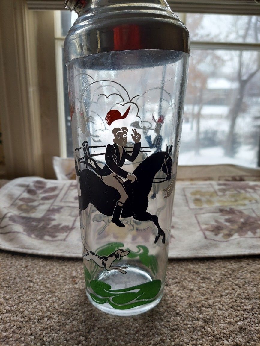 Vintage Large Glass Cocktail Shaker