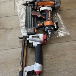 Ridgid 18ga pneumatic brad nailer and 20 ga crown stapler