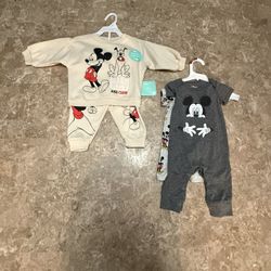 Disney Baby 3-6M 12M Mickey & Crew Mickey Mouse Sets Sweatpants Bodysuits
