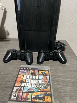 Sony PS3 Super Slim 500GB Console Bundle - 2 Controllers, GTA V & Cables Tested