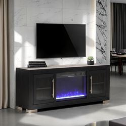FOA 60” TV STAND WITH FIREPLACE FEATURE  
