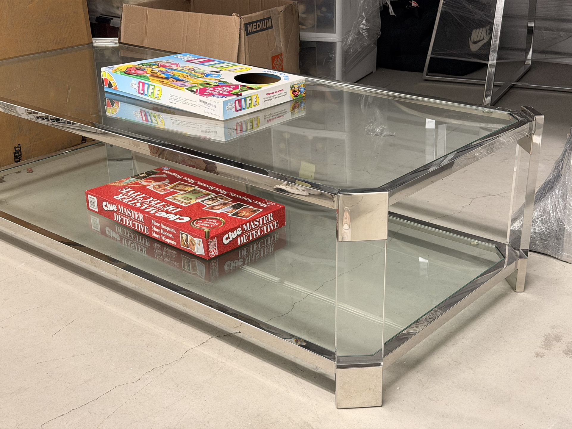 Mitchell Gold + Bob Williams Acrylic & Chrome Coffee Table – High-End