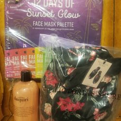 New Beauty Lot Face Mask Set PHILOSOPHY shower gel Bubble Bath Victoria's Secret Satin Slippers