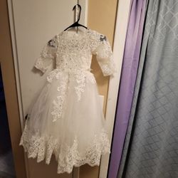 white flower girl/baptism dress 3t or 4t