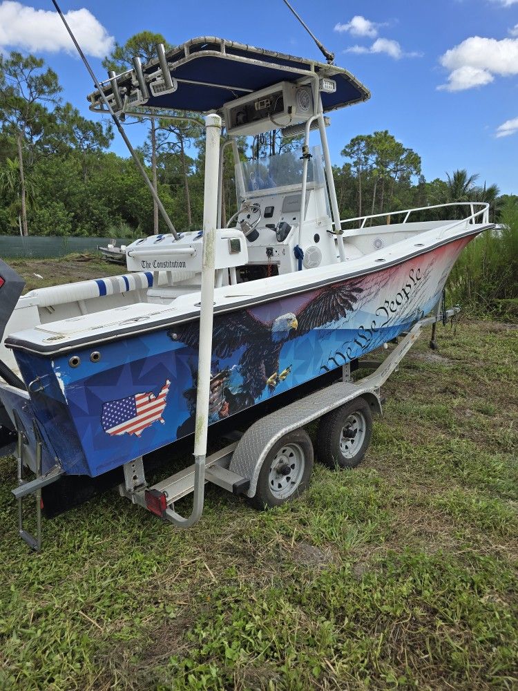 1990 Offshore Yachts Center Console – Project Boat w/ 2015 Evinrude 200HP H.O. + 2016 Trailer
