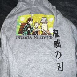 gray demon slayer hoodie sweatshirt medium 
