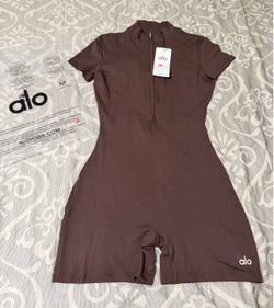 Alo Yoga Short-Sleeve Zip Romper