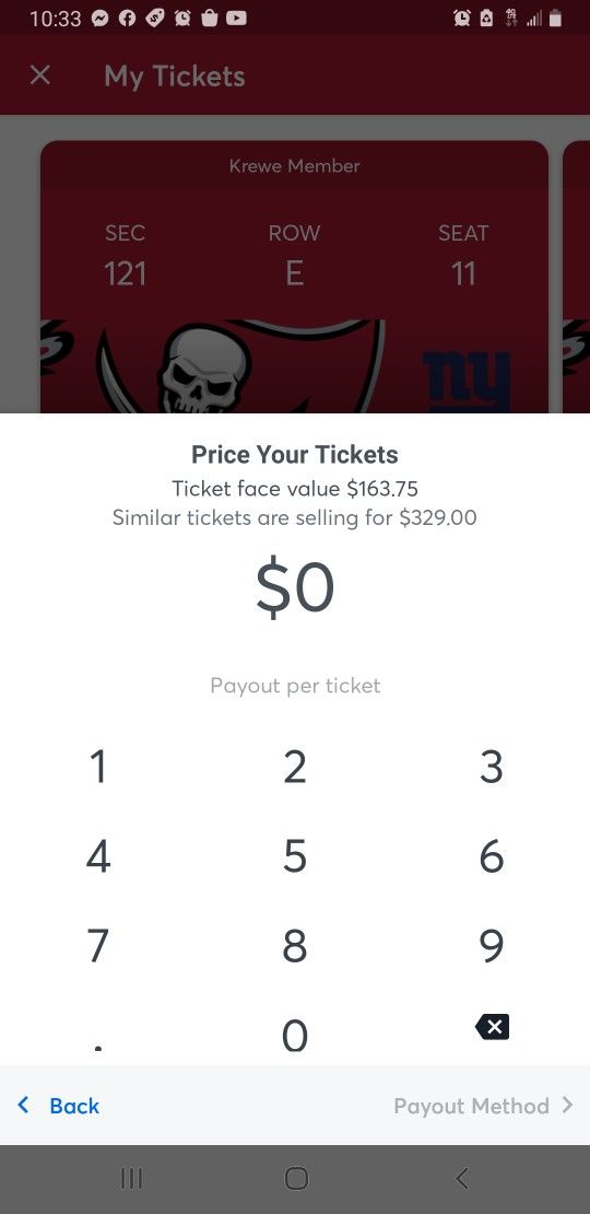 Two Buccaneers Vs Giants Phenomenal Seats. Section 121 Row E SEATS 11-12 
