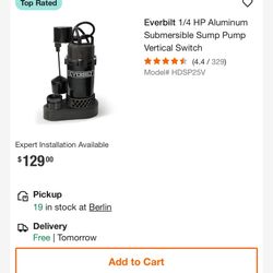 New  Sump Pump In Box 