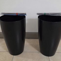 *** REDUCED *** PAIR of 22" Black Resin Self Watering Planters @ Lasting Creations