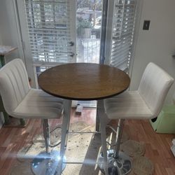High Table And 2 Adjustable Barstools