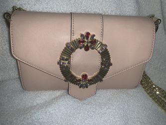 Express handbag blush pink with gold accents