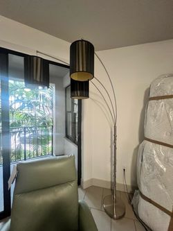 3-Light Arc Floor Lamp Brushed Nickel