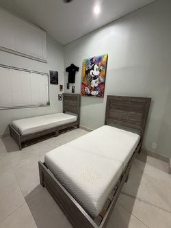 (Read description) Twin Bed Frames with Mattresses – Set of 2