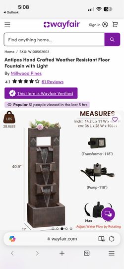 Water fountain from wayfair