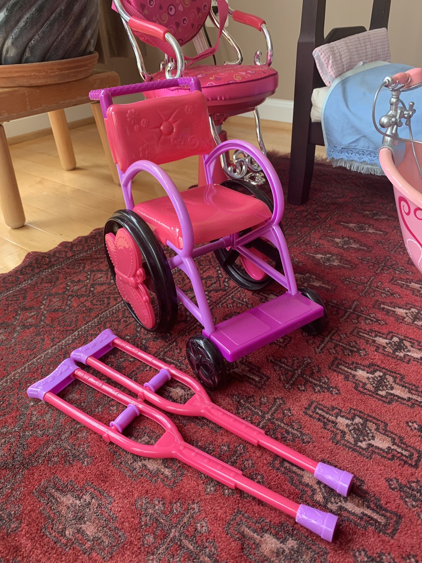 Wheelchair & crutches for American Girl sized dolls