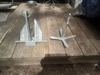 2 Heavy Duty Galvanized Steel Boat Anchors, 3lbs, 4lbs, Great Condition. $10.00 for Both.