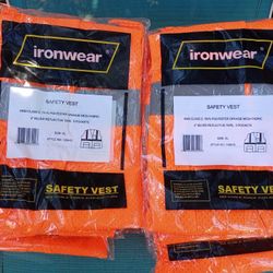 Safety Vests *5.00 Each* (14 Available-XL) Ironwear Orange Reflective Vests Brand New Still Sealed