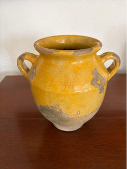 Pottery Barn Yellow Glazed Ceramic Two-Handled Confit Pot