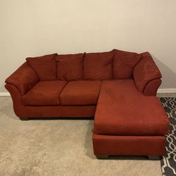 Large Red Couch With Detachable Sectional 