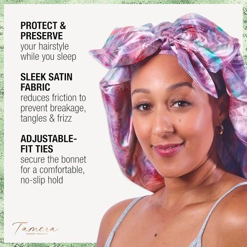 CONAIR x Tamera Mowry Collection Satin Swirl Print Hair Bonnet hat cap Women's wrap