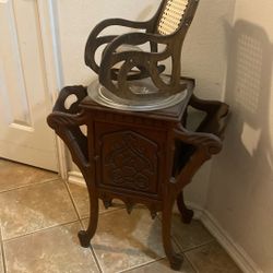 Antique MagazineRack w Antique RockingChair 