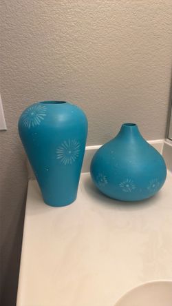 Hand painted wooden vases