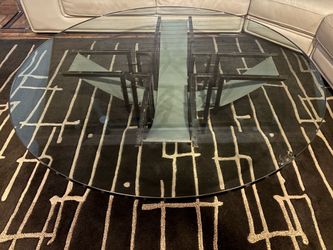 Large 50” Round Glass Coffee Table