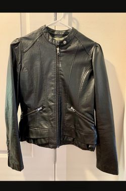 Maralyn & Me Faux Leather Ruffled Jacket Size M