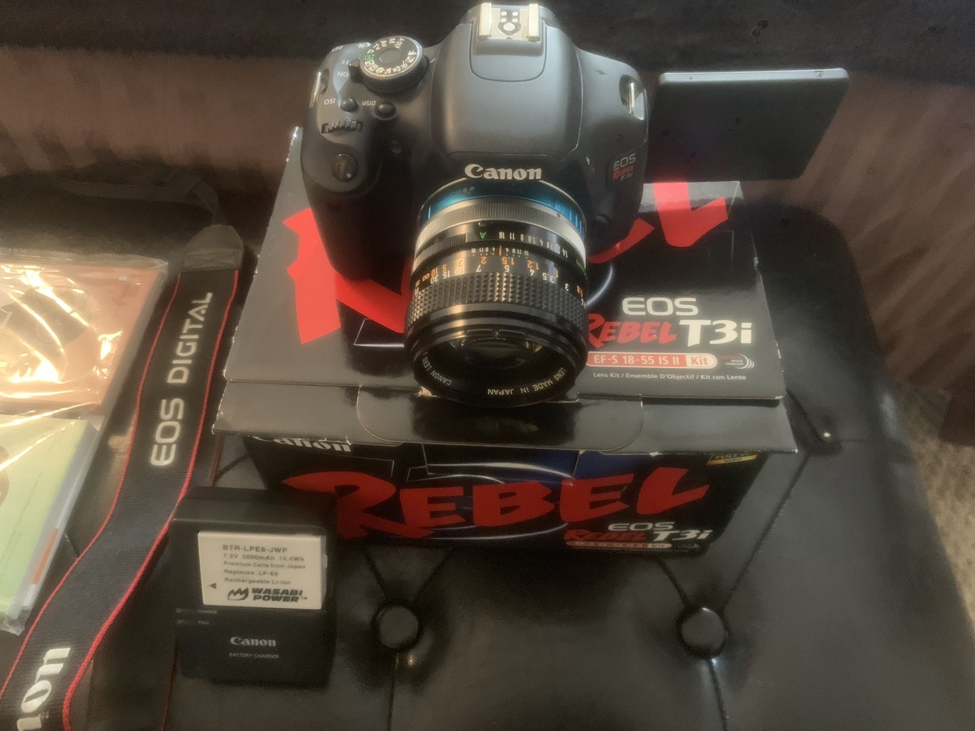 Canon T3i dslr Camera. With Charger 3 batteries and 50mm lens