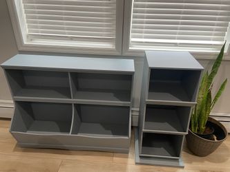 Gray Wood Storage Shelves 2 Piece Set
