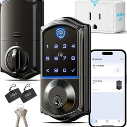 Veise Wi-Fi Keyless Entry Door Lock with Fingerprint, Remote App Control, Smart Locks for Front Door, Electronic Keypad Deadbolt, Auto Locking