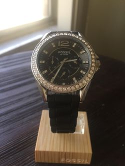 Black and silver fossil watch