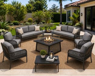Brand new patio set Fire pit propane