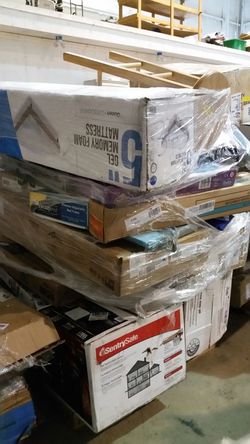 Furniture pallet and more. Gel memory foam mattress, safe, computer desks, sleigh toddler bed,adjustable bed frame etc