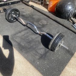 Standard Curl Bar With Weight Plates