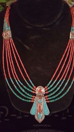 Turquoise and Coral Necklace