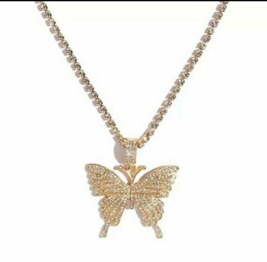 Rose Gold Diamond Big Butterfly Necklace